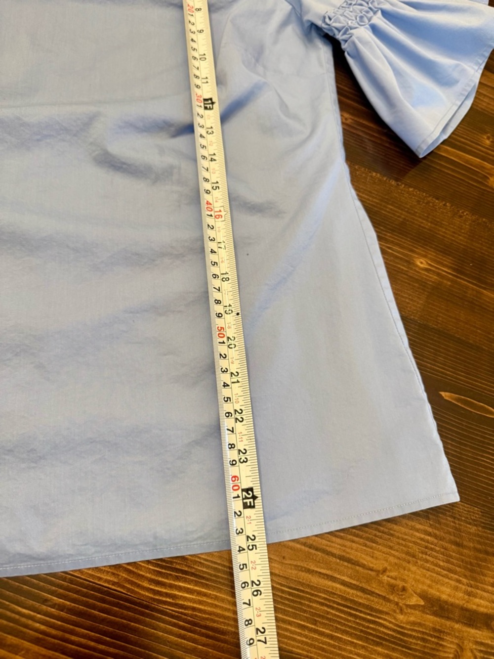 Brooks Brothers Light Blue Cotton Smocked Bell-Sleeve Top Size 8 - Picture 5 of 5